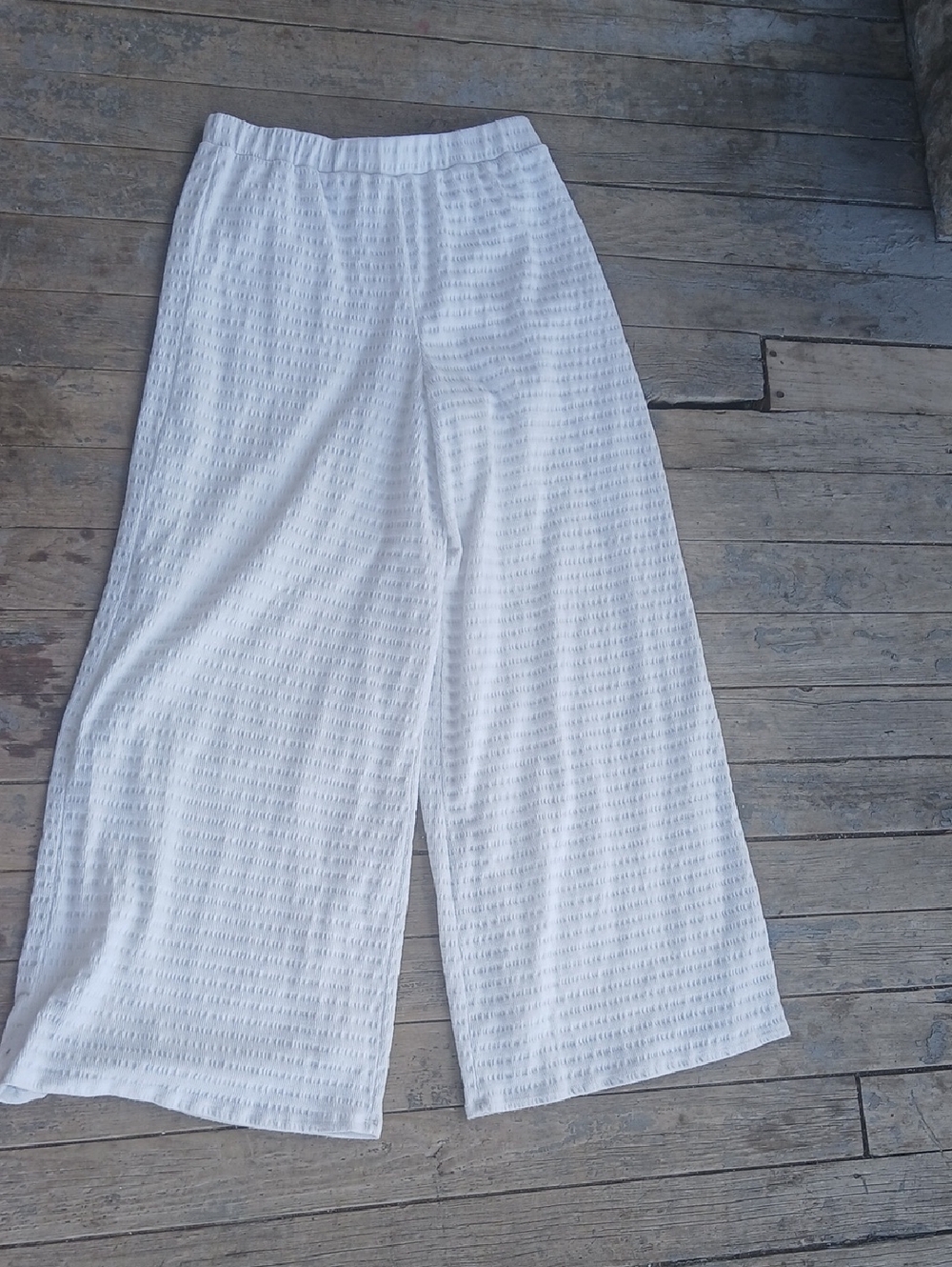 Lulu's White Elastic Waist Lined Textured Pants Size XL